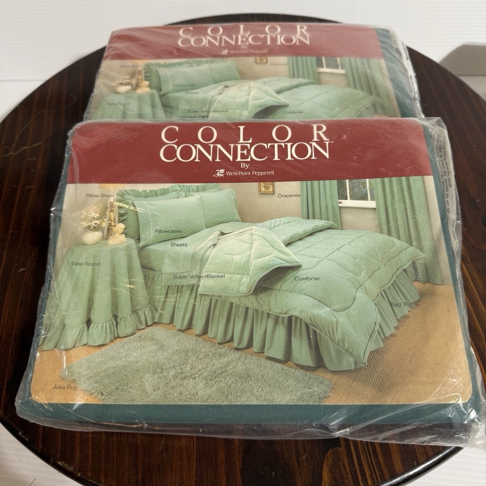 Color Connection West Point Pepperell Twin Flat And Fitted Sheets Jade Green NEW